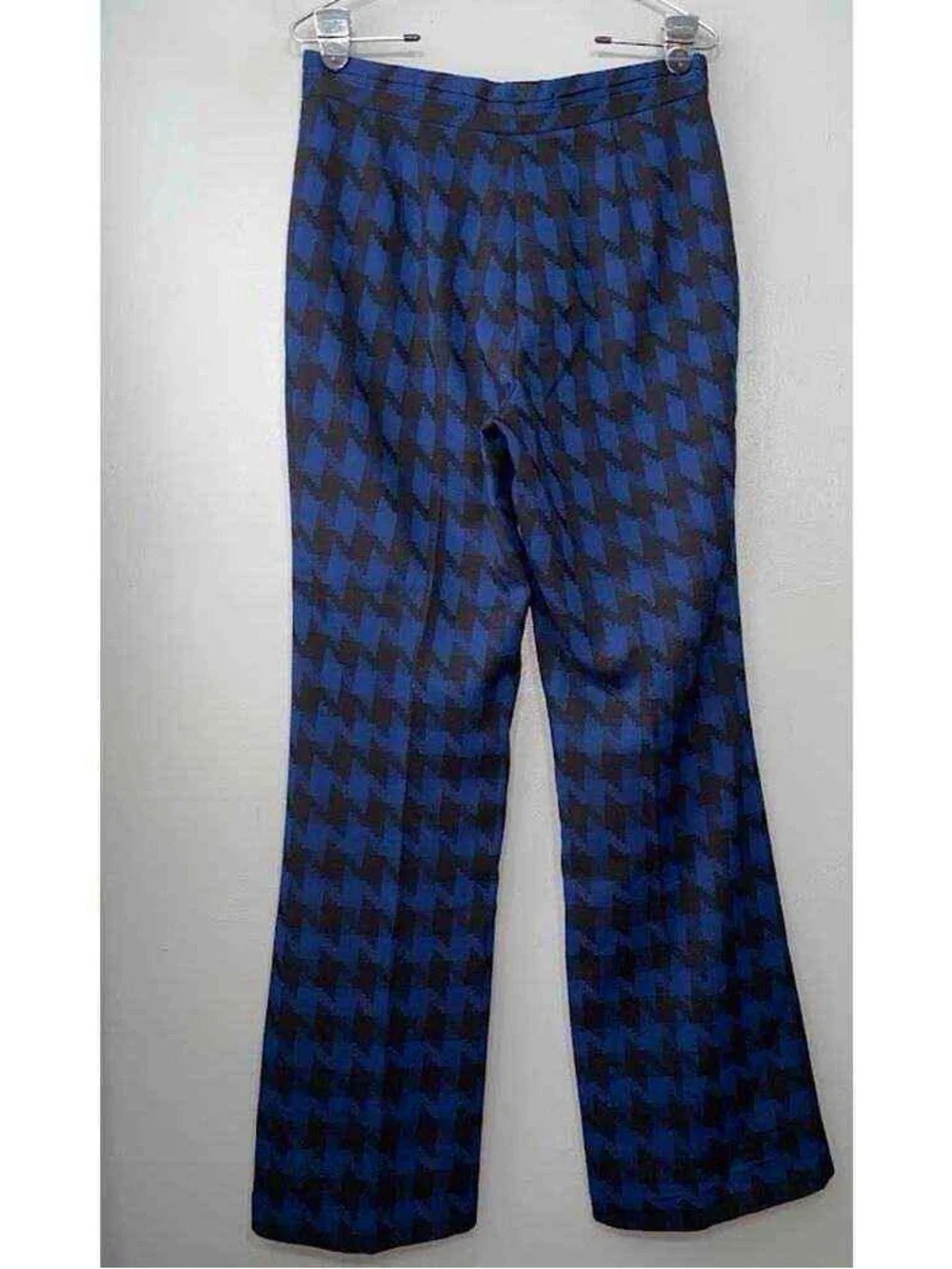 Anthropologie Blue and Black Houndstooth Wide-Leg Trousers